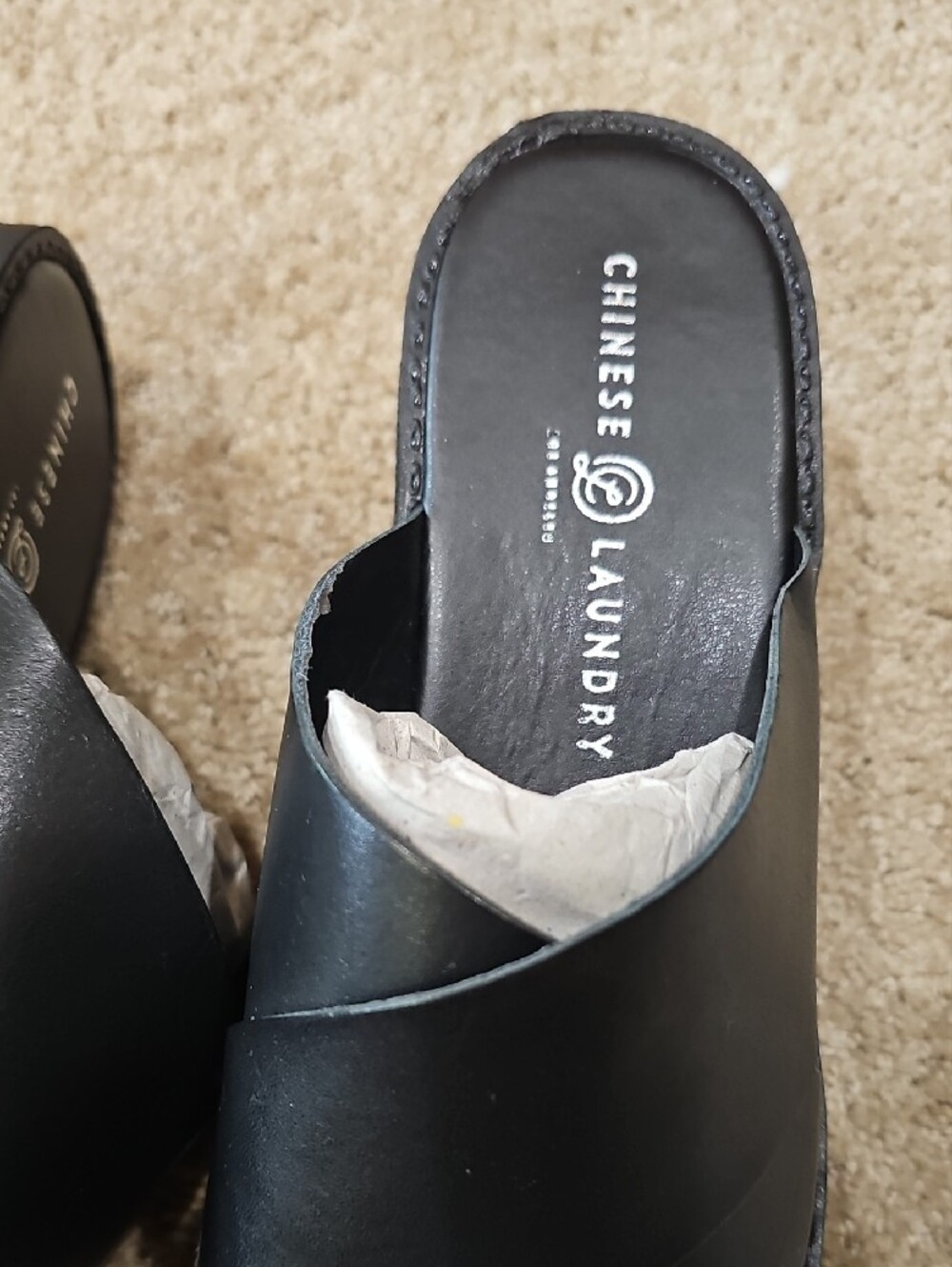 Chinese Laundry Black Chunky Platform Slide Sandals - Picture 2 of 6